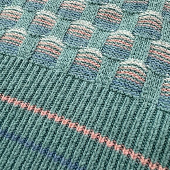 Vintage 90s Cross Stitch Plaid Pattern Sweater Size L Boston Harbor Cottage - Picture 4 of 5